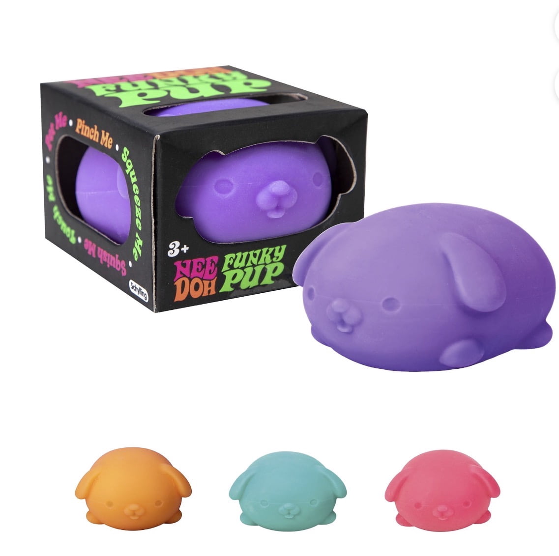 NeeDoh FUNKY PUP DOG SQUSHI, STRESS RELIEVER, FIDGET, SENSORY BALL, 1 COLORS MAY VARY, 1 PUP PER PACK