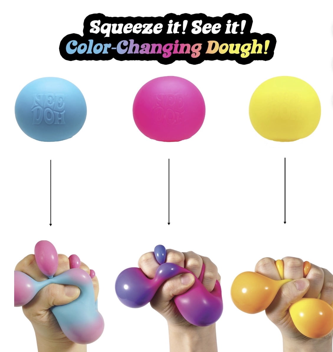 NeeDoh The Groovy Glob Color Change, Stress Ball, fidget, sensory (1 color chosen at random)