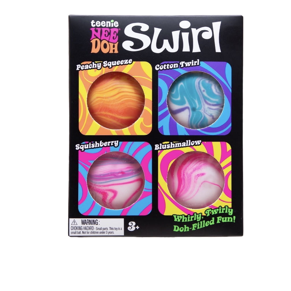 NeeDoh new trending teenie swirl 4 pack stress reliever balls, fidget, sensory ( 1 chosen at random)