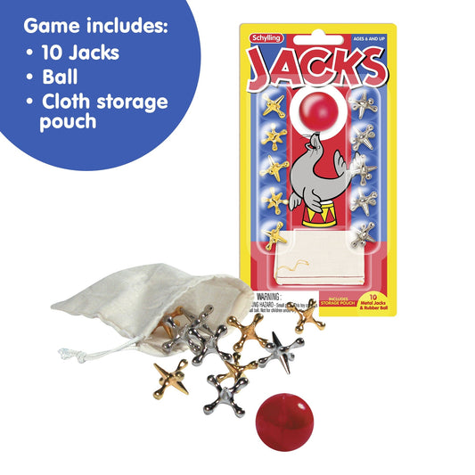 NeeDoh Old Fashioned Metal Jacks & Rubber Ball Game, Novelty & Gag Toys for 6+