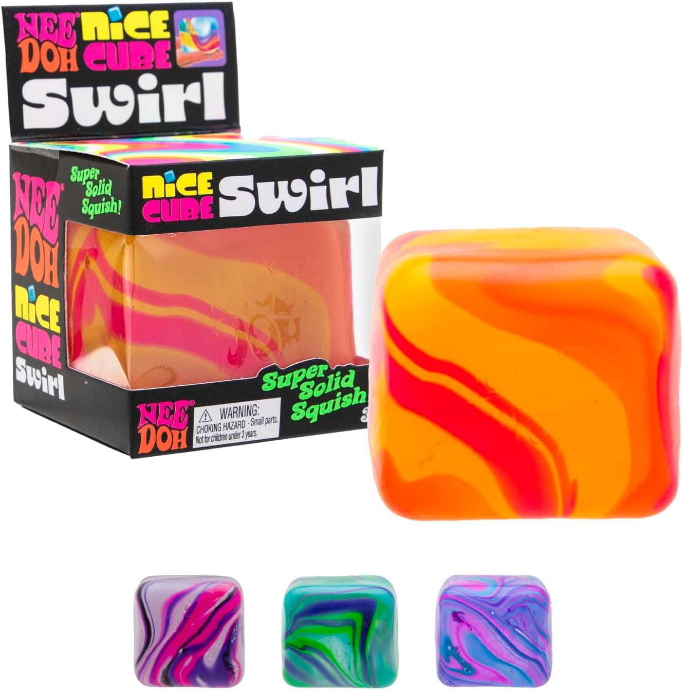 NeeDoh Swirl Nice Cube, Satisfying Square Shaped Sensory Toy, Colors May Vary, Children Ages 3+