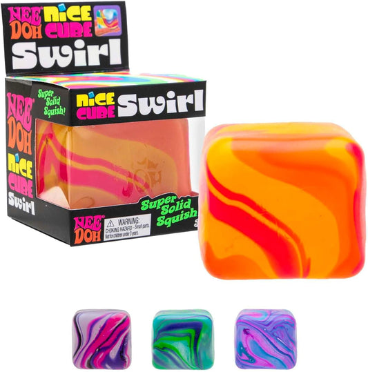 NeeDoh Swirl Nice Cube, Satisfying Square Shaped Sensory Toy, Colors May Vary, Children Ages 3+