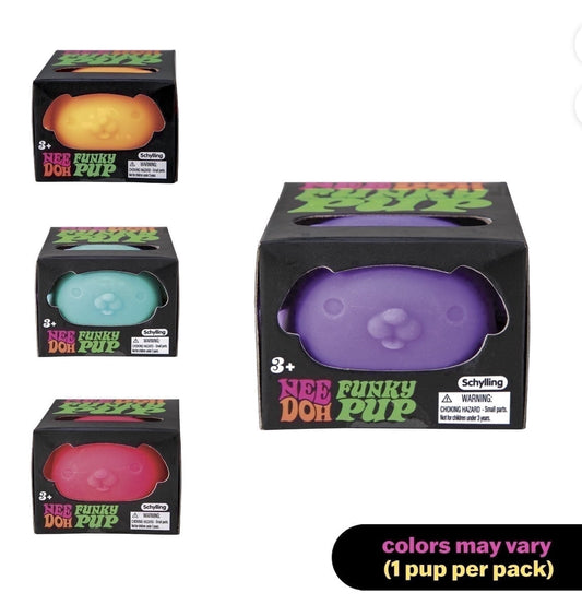 NeeDoh FUNKY PUP DOG SQUSHI, STRESS RELIEVER, FIDGET, SENSORY BALL, 1 COLORS MAY VARY, 1 PUP PER PACK