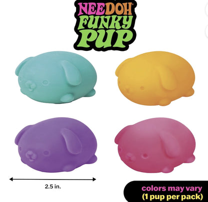 NeeDoh FUNKY PUP DOG SQUSHI, STRESS RELIEVER, FIDGET, SENSORY BALL, 1 COLORS MAY VARY, 1 PUP PER PACK