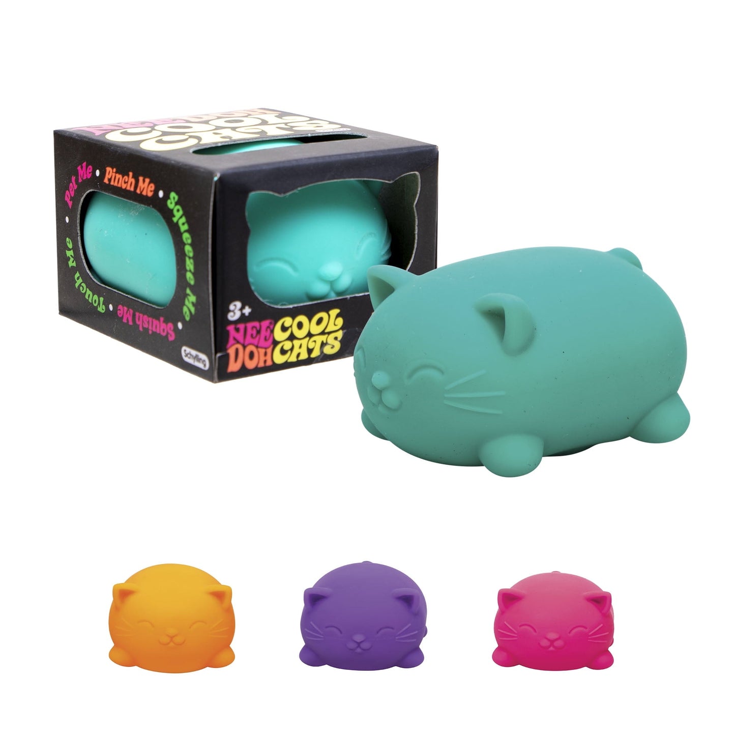 NeeDoh (2 pack) Cool Cats Squishy Fidget Ball, Novelty Toy, Multiple Colors, Children Ages 3+