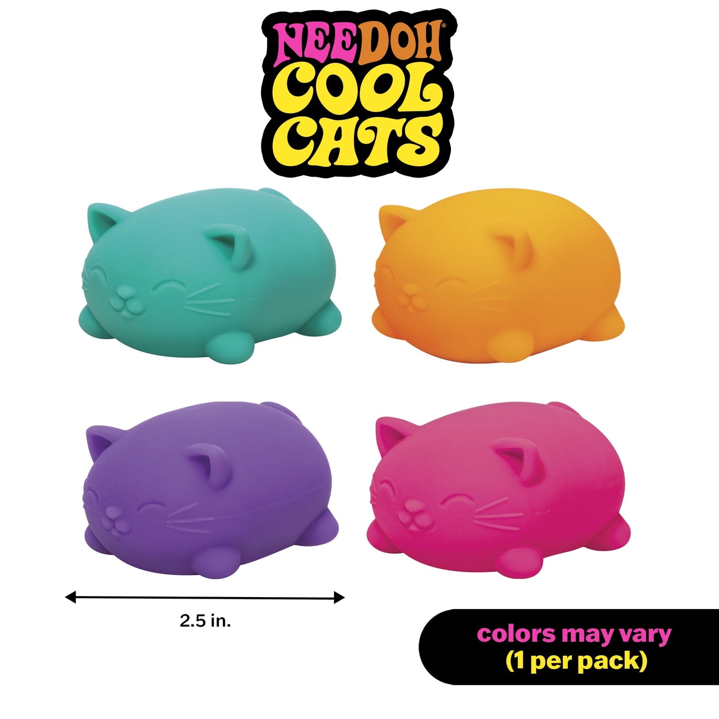 NeeDoh (2 pack) Cool Cats Squishy Fidget Ball, Novelty Toy, Multiple Colors, Children Ages 3+