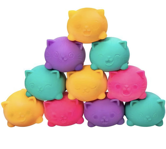 NeeDoh Teenie cool cat sQUSHI, STRESS RELIEVER, FIDGET, SENSORY BALL, COLORS MAY VARY, 3 cats PER PACK
