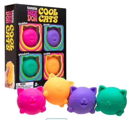 NeeDoh TEENIE COOL CATS 4-PACK STRESS BALL [4 KITTENS (CUDDLES, JINXY, WHISKERS, FRISKY)]