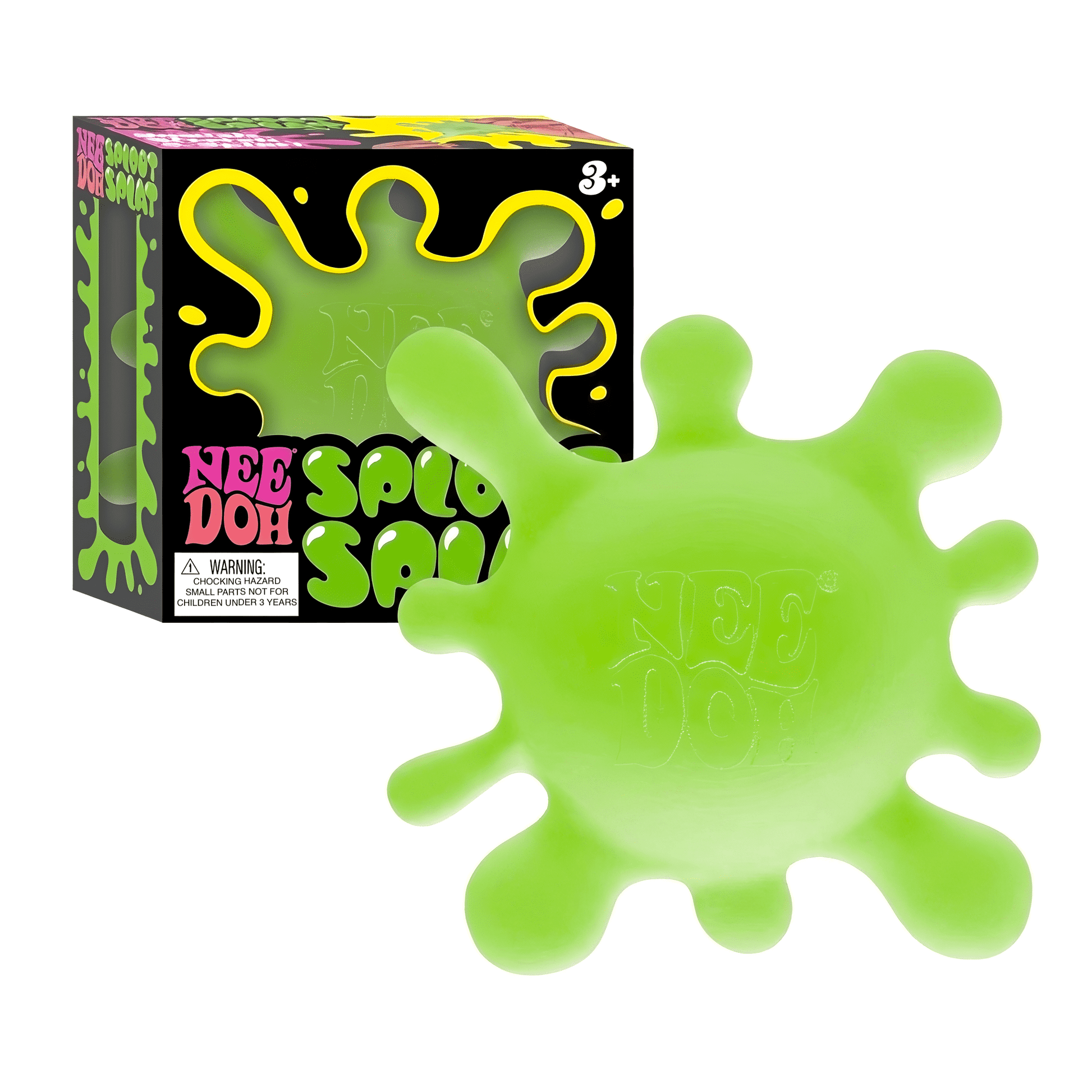 NeeDoh Neon Green Squeeze Gel Sploot Splat Ball Hand Relaxation & Focus