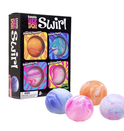 NeeDoh new trending teenie swirl 4 pack stress reliever balls, fidget, sensory ( 1 chosen at random)