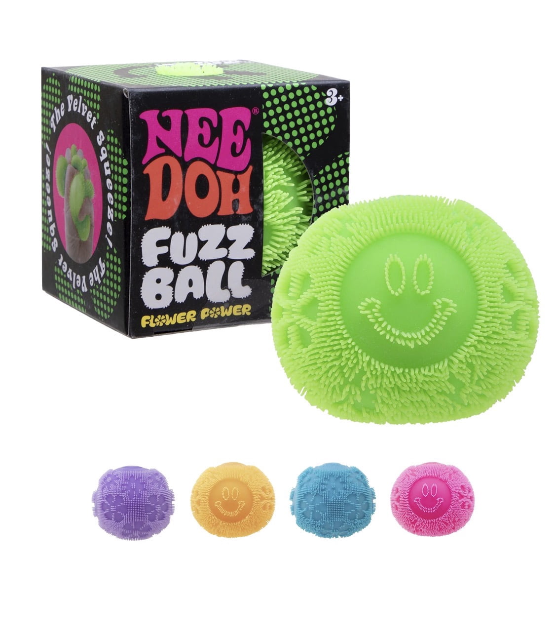NeeDoh FUZZ BALL FLOWER POWER, 1 RANDOM COLOR CHOSEN, STRESS BALL RELIEVE, SENSORY FIDGET