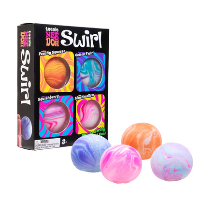 NeeDoh Teenie Swirl, Satisfying Sensory Toy, (4 Pack Colors May Vary), Children Ages 3+