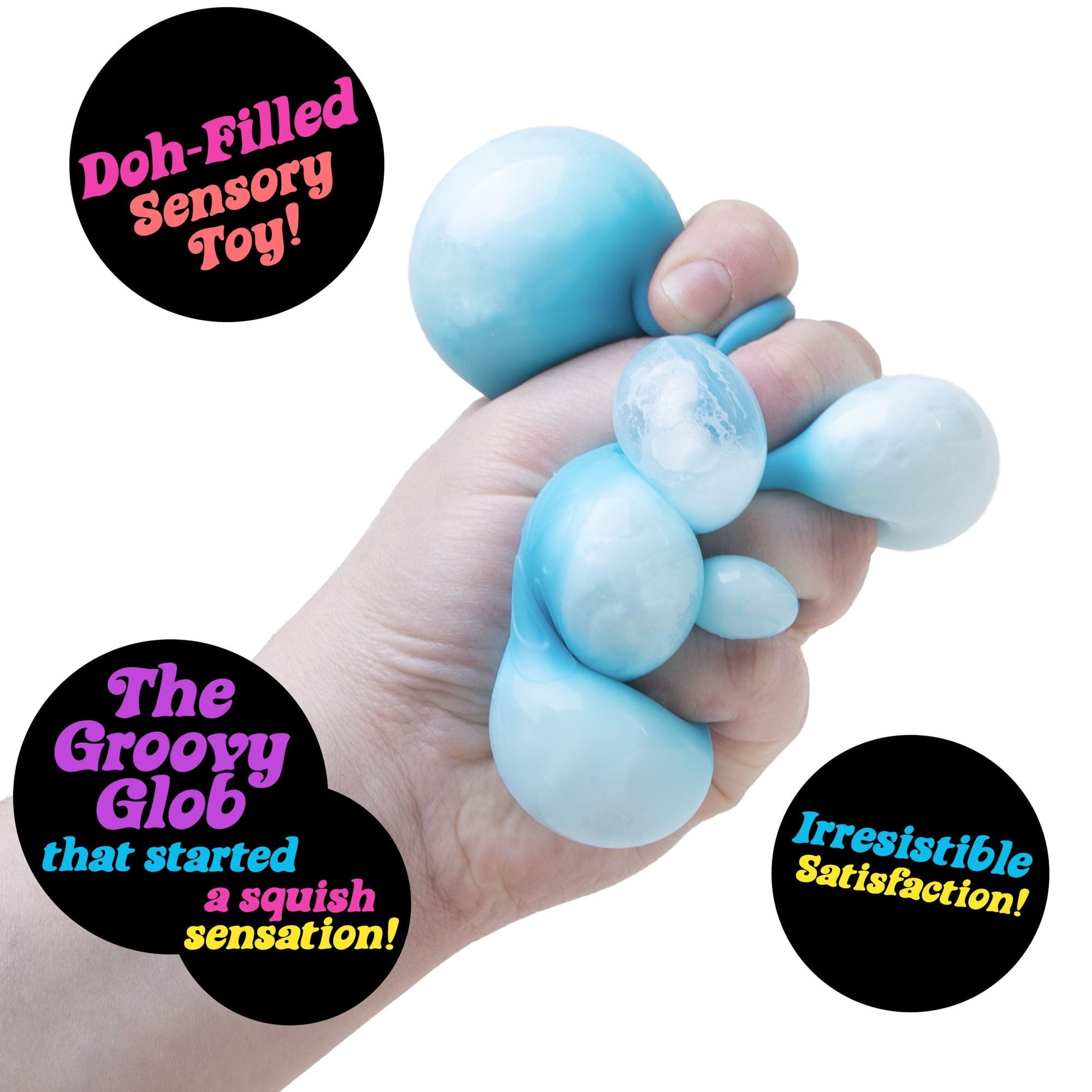 NeeDoh Groovy Glob Squeeze Novelty Toy, Colors Vary, Children Ages 3+