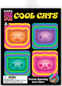 NeeDoh Teenie Cool Kitten, Satisfying Shaped Sensory Toys, 4 pack Multiple Colors, Children Ages 3+