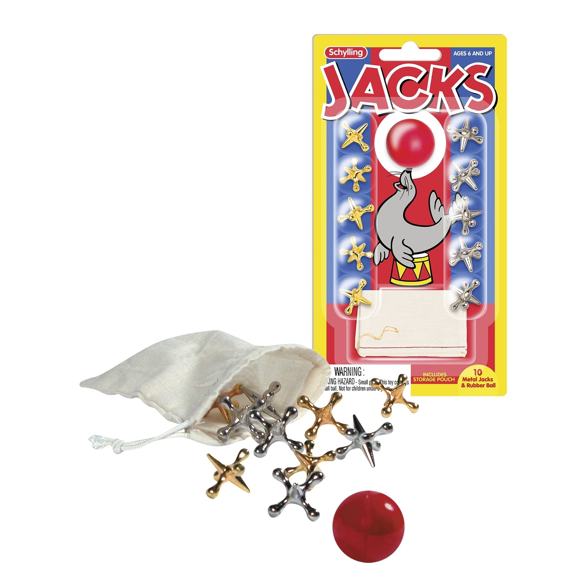 NeeDoh Old Fashioned Metal Jacks & Rubber Ball Game, Novelty & Gag Toys for 6+