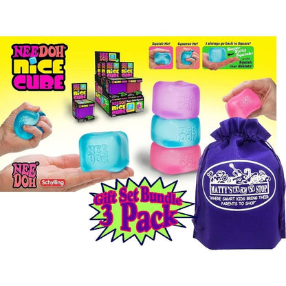 NeeDoh Nice Cube Translucent NeeDoh – 3 Pack (Purple/Pink/Blue)
