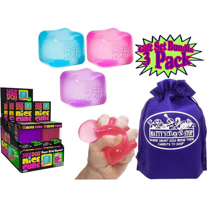 NeeDoh Nice Cube Translucent NeeDoh – 3 Pack (Purple/Pink/Blue)